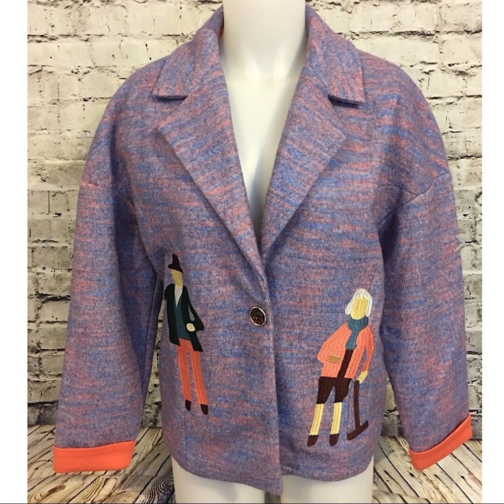 Elf Sack Blazer Jacket Croquet Player Embroidery M